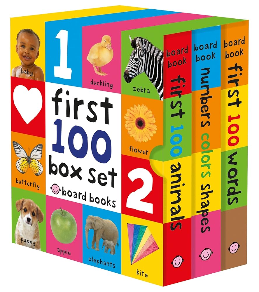 First 100 Board Book Box Set (3 books): First 100 Words, Numbers Colors Shapes, and First 100 Animals cover image