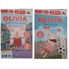 Olivia Goes to the Library and Olivia Plays Soccer (Two-in-one Book) cover image